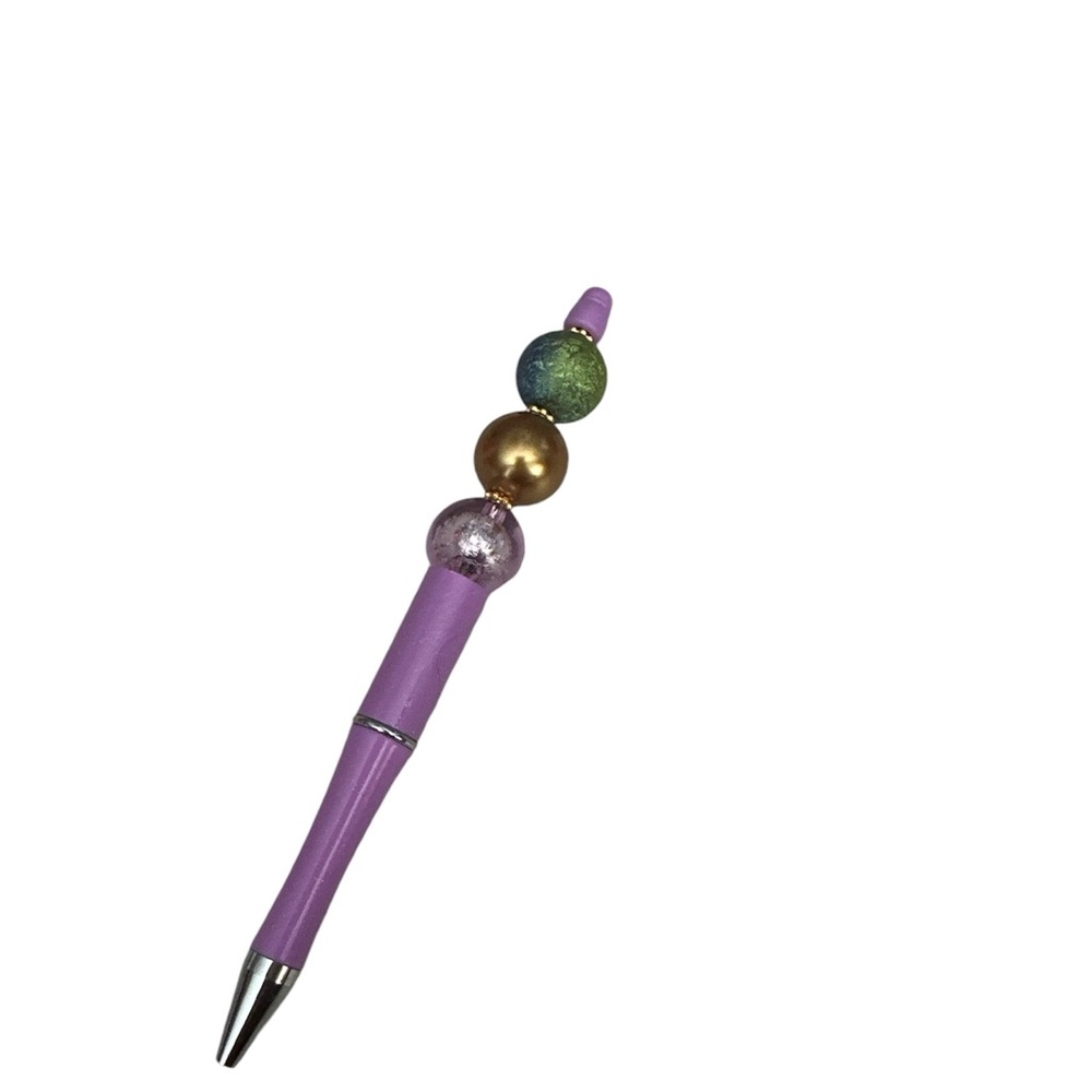 Lavender and gold silicone bead pen. Handmade NEW!